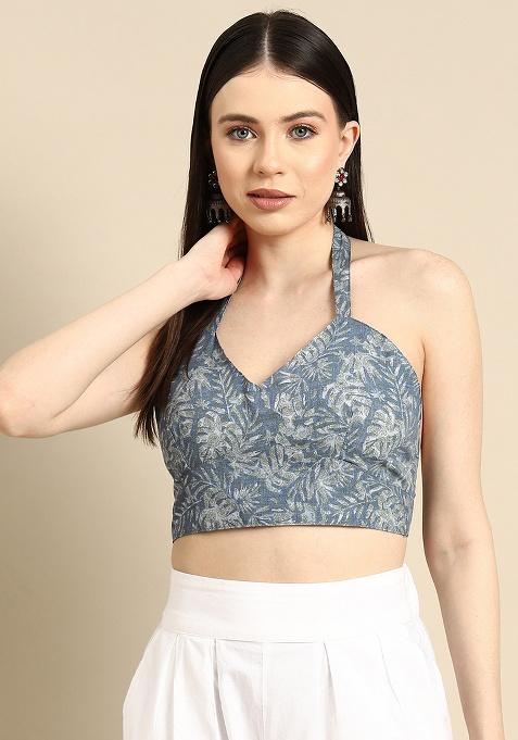 Blue Printed Cotton Blouse