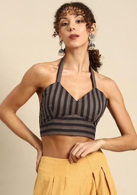 Brown Printed Cotton Blouse