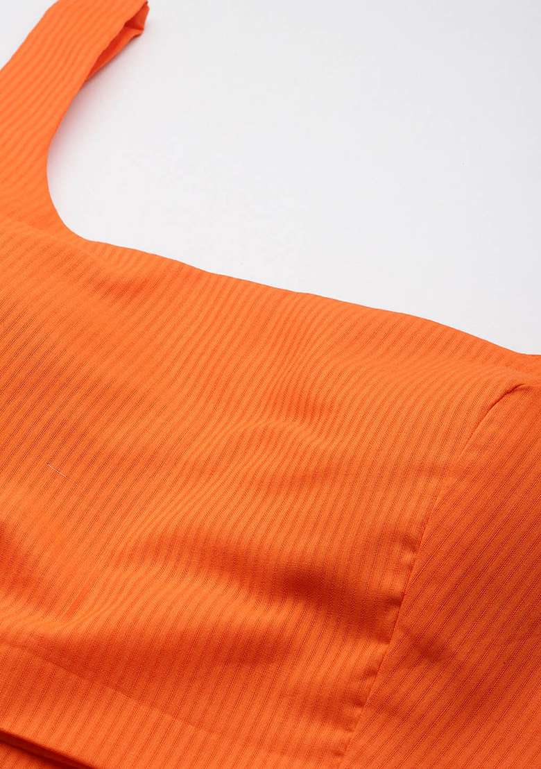 Orange Plain Cotton Blouse - Indya