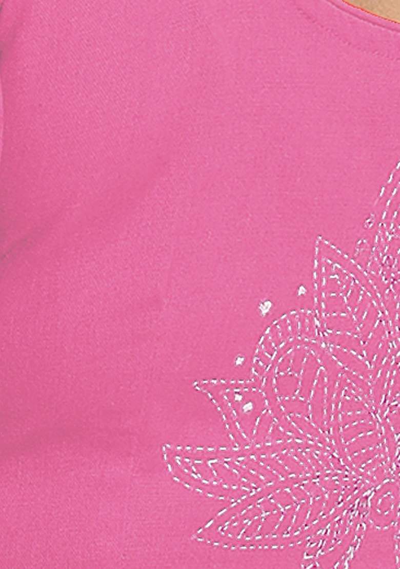 Pink Embroidery Cotton Blouse - Indya