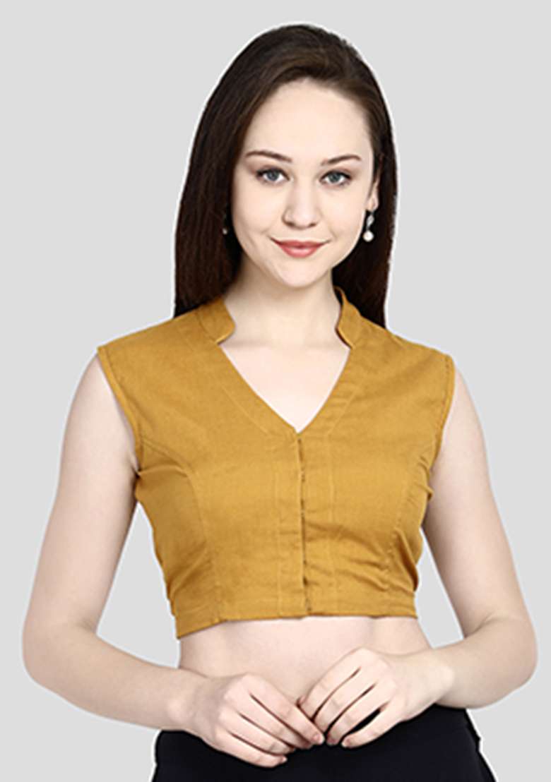 Yellow Embroidery Cotton Blouse - Indya