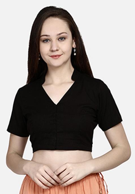 Black Embroidery Cotton Blouse