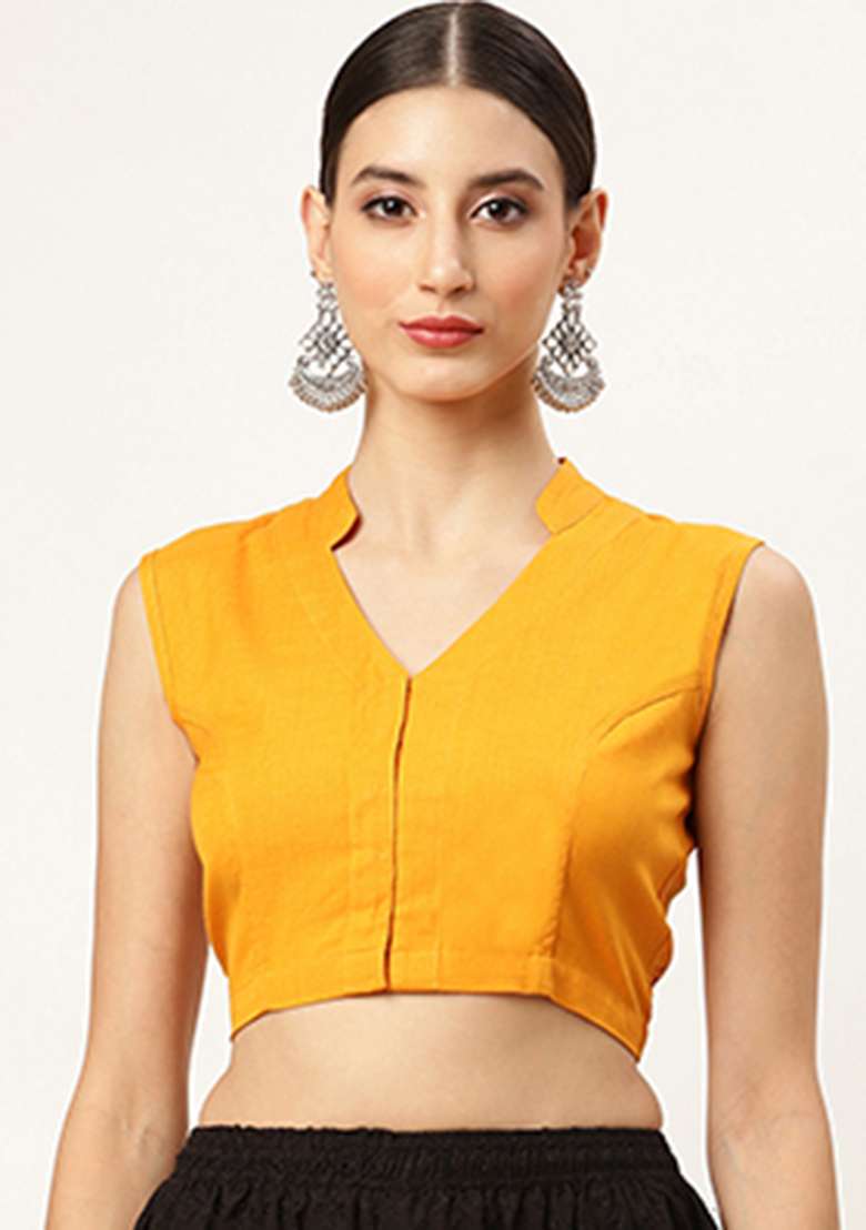 Yellow Embroidery Cotton Blouse - Indya