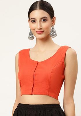 Rust Embroidery Cotton Blouse