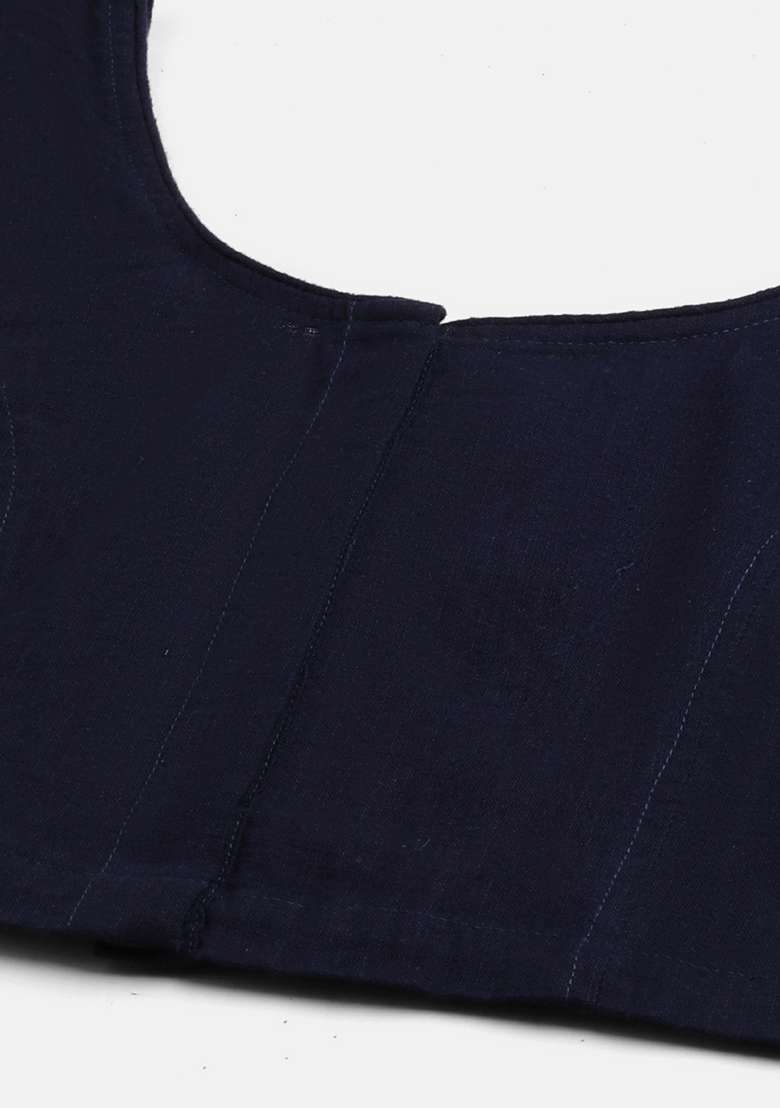 Blue Embroidery Cotton Blouse - Indya