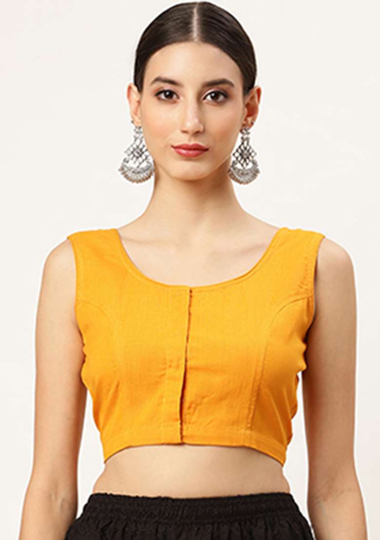 Yellow Embroidery Cotton Blouse - Indya