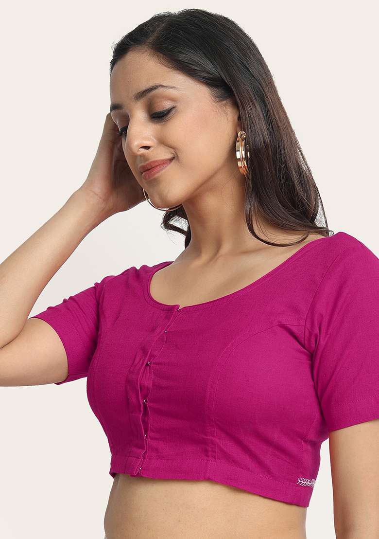 Pink Embroidery Cotton Blouse - Indya