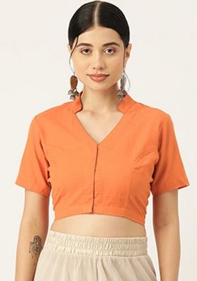 Rust Embroidery Cotton Blouse
