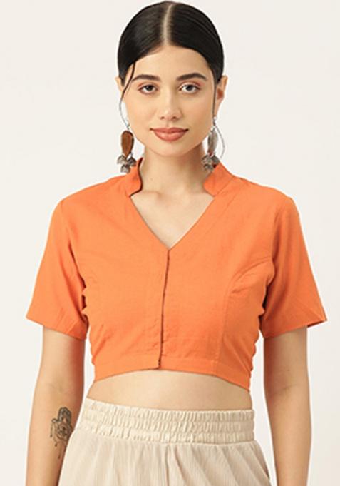 Rust Embroidery Cotton Blouse