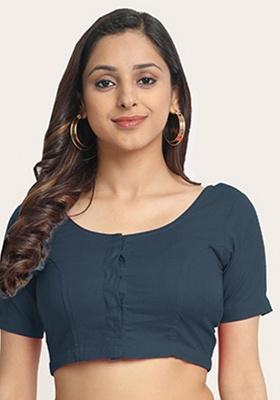 Grey Embroidery Cotton Blouse