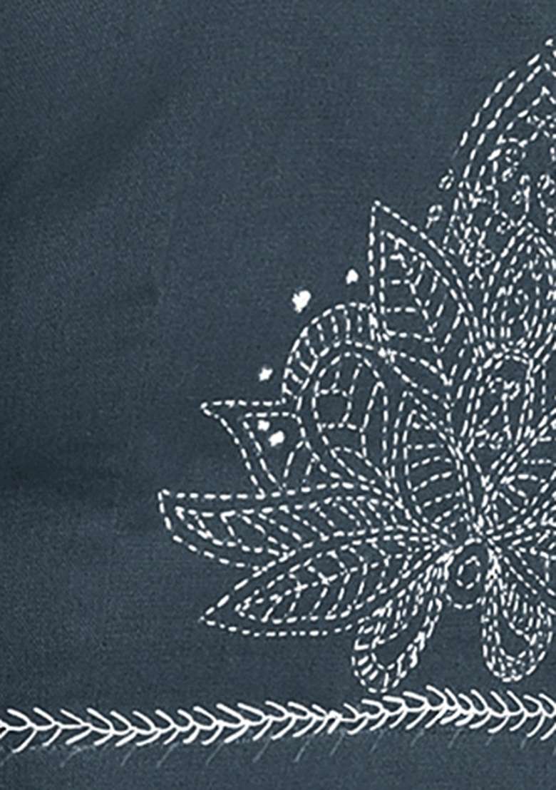 Grey Embroidery Cotton Blouse - Indya
