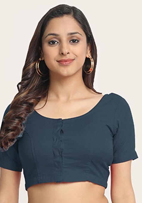 Grey Embroidery Cotton Blouse