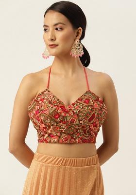 Red Embroidery Georgette Blouse