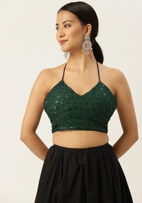 Green Embroidery Georgette Blouse