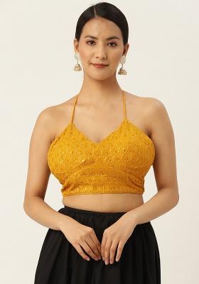 Yellow Embroidery Georgette Blouse