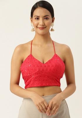 Red Embroidery Georgette Blouse