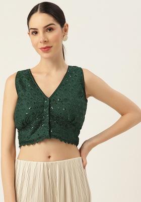 Green Embroidery Georgette Blouse