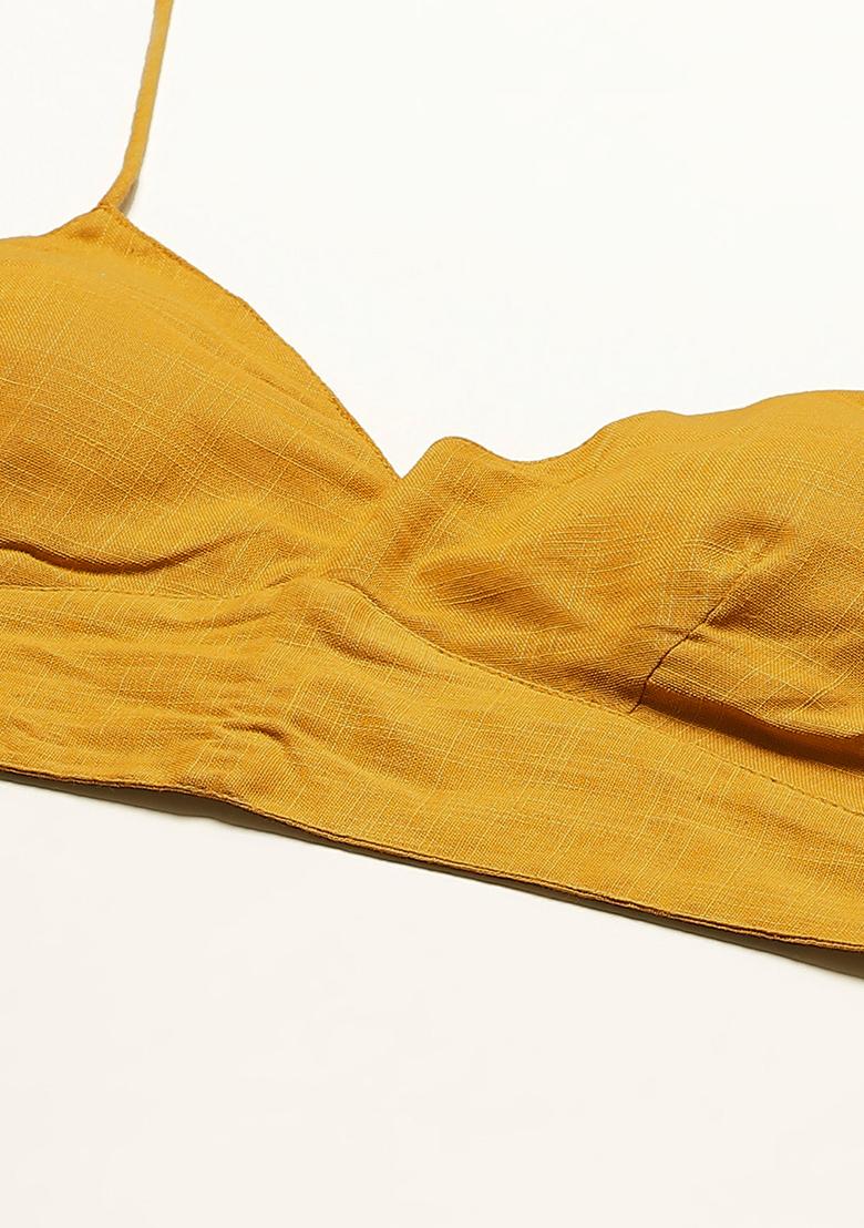Yellow Solid Cotton Blouse - Indya