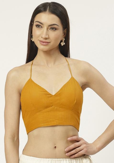 Yellow Solid Cotton Blouse