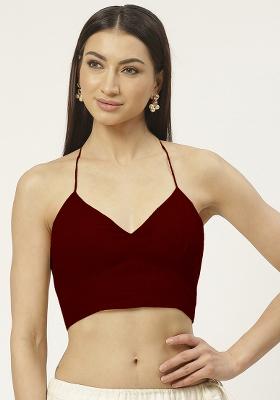 Maroon Solid Cotton Blouse