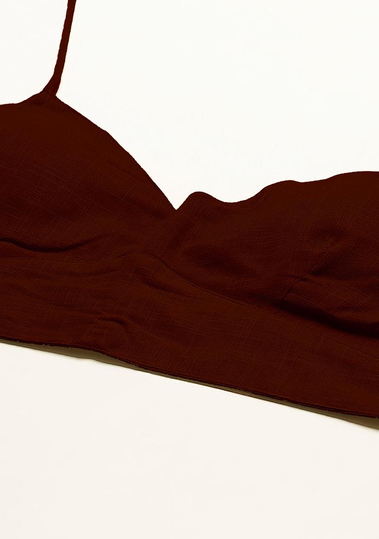 Maroon Solid Cotton Blouse - Indya