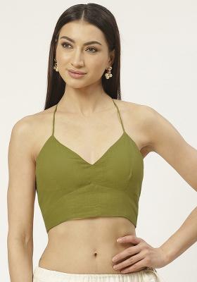 Olive Solid Cotton Blouse