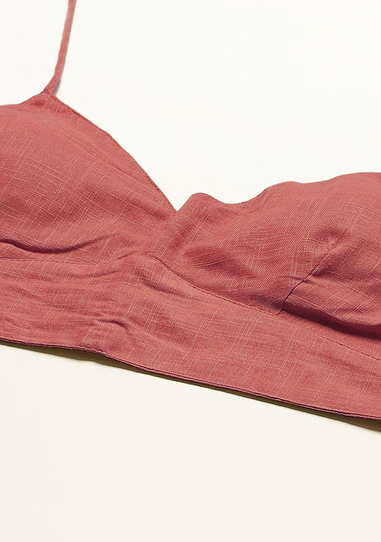 Peach Solid Cotton Blouse - Indya