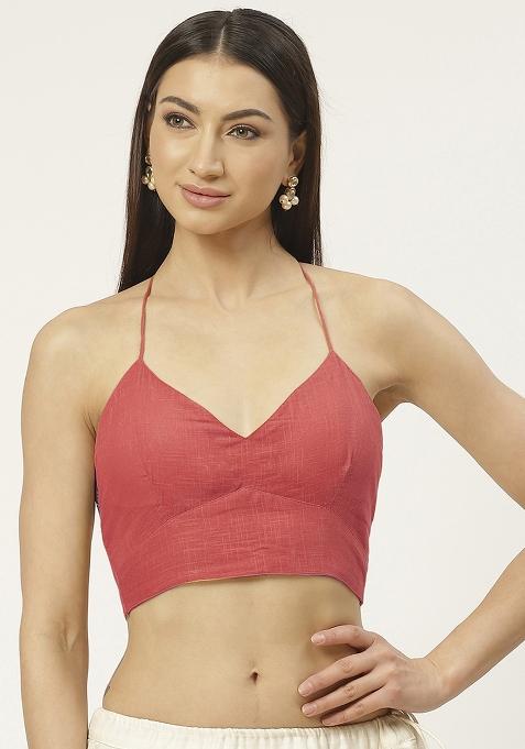 Peach Solid Cotton Blouse