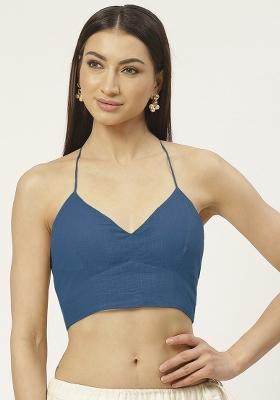 Teal Solid Cotton Blouse