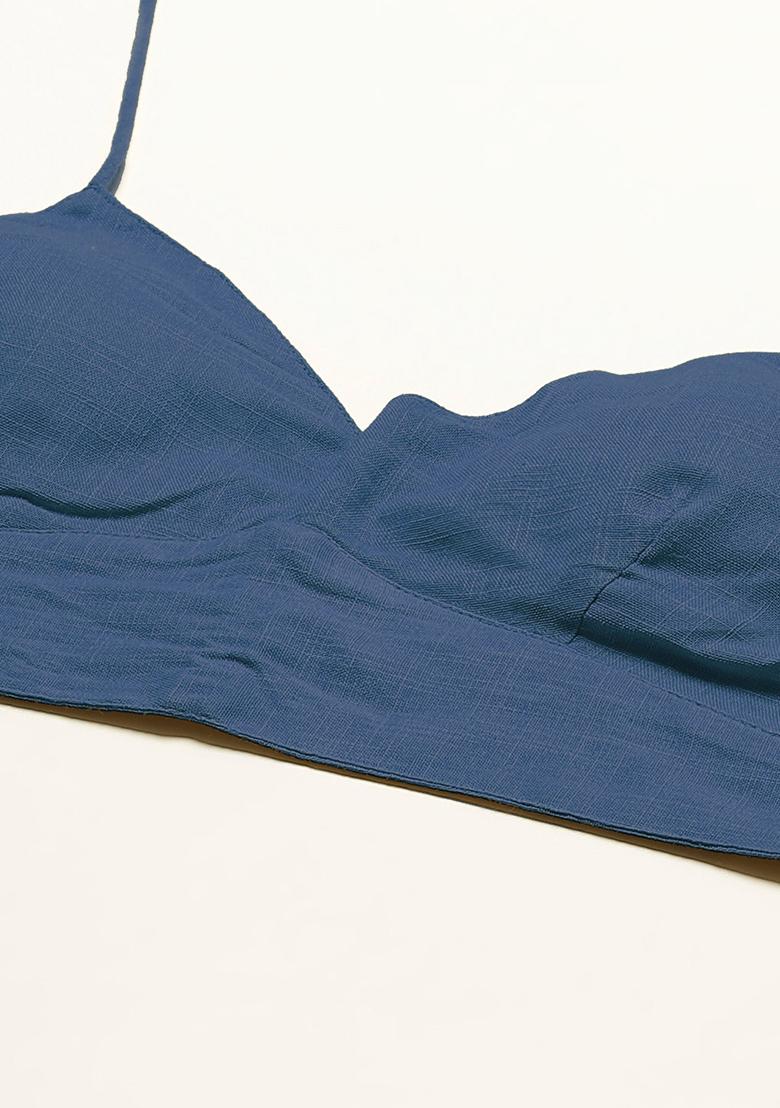 Teal Solid Cotton Blouse - Indya