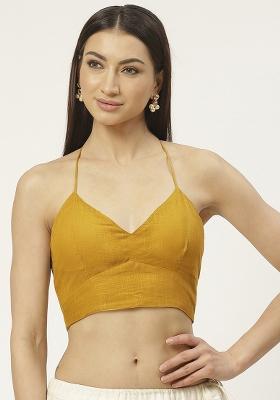 Mustard Solid Cotton Blouse