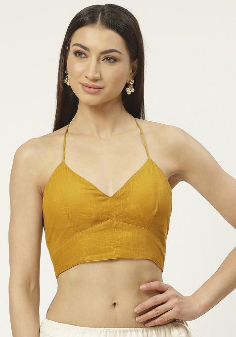 Mustard Solid Cotton Blouse