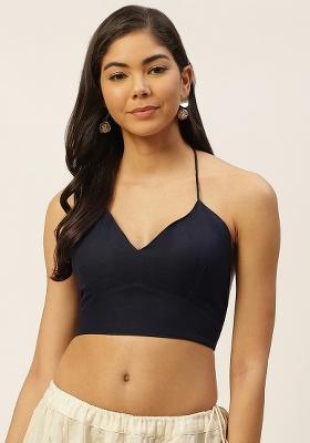 Blue Solid Cotton Blouse