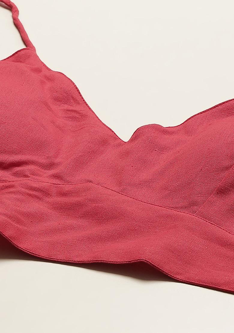 Red Solid Cotton Blouse - Indya