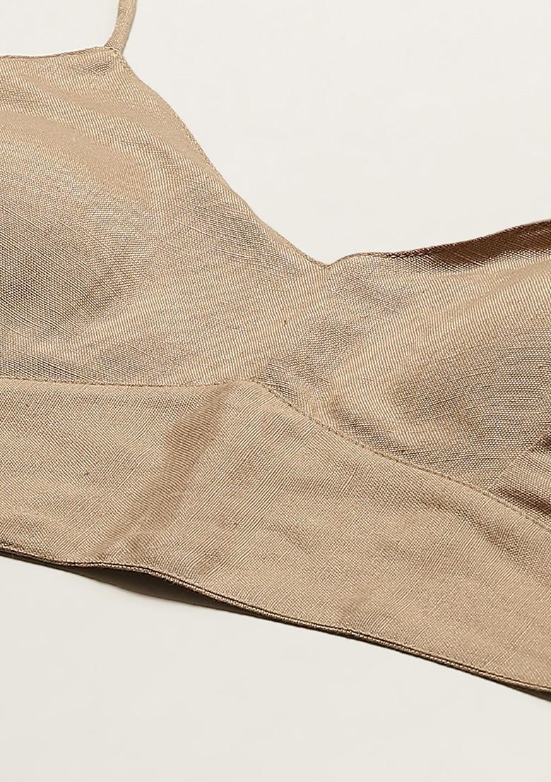 Beige Solid Cotton Blouse - Indya