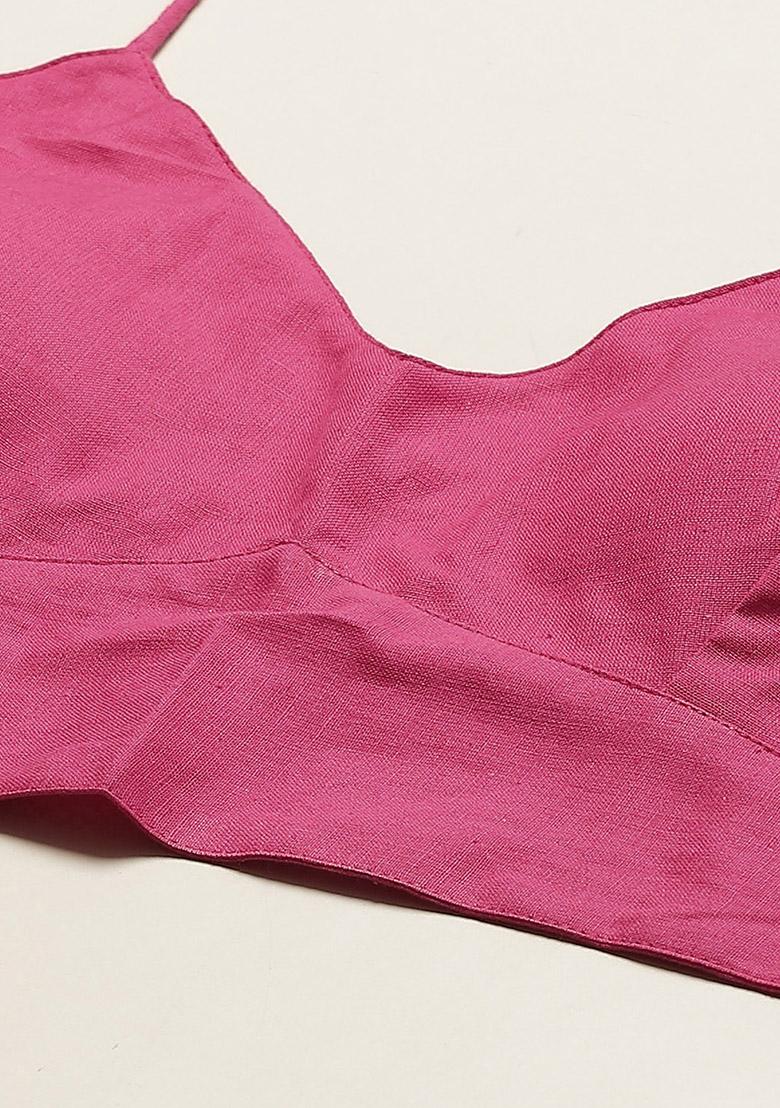 Pink Solid Cotton Blouse - Indya