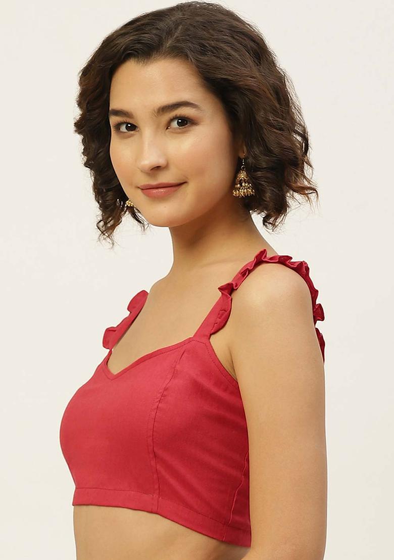 Red Solid Cotton Blouse - Indya