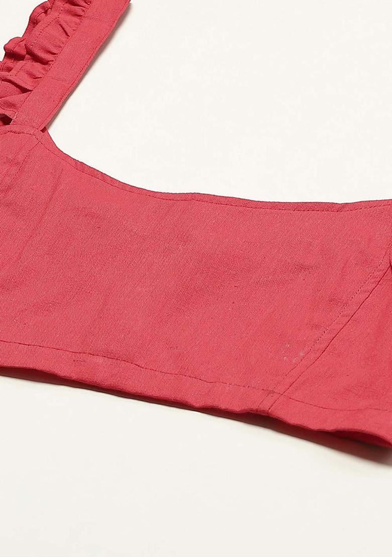 Red Solid Cotton Blouse - Indya