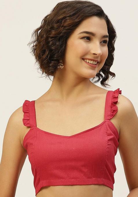 Red Solid Cotton Blouse