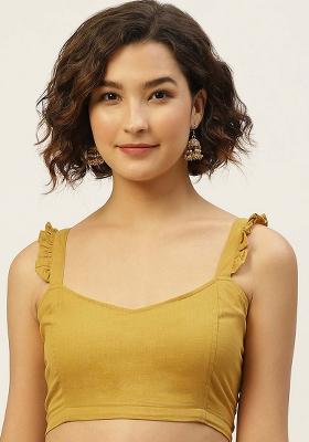 Mustard Solid Cotton Blouse