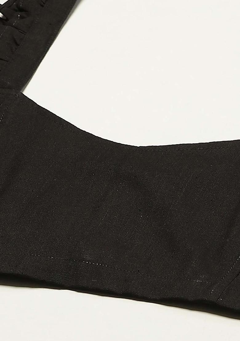 Black Solid Cotton Blouse - Indya