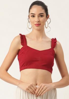 Maroon Solid Cotton Blouse