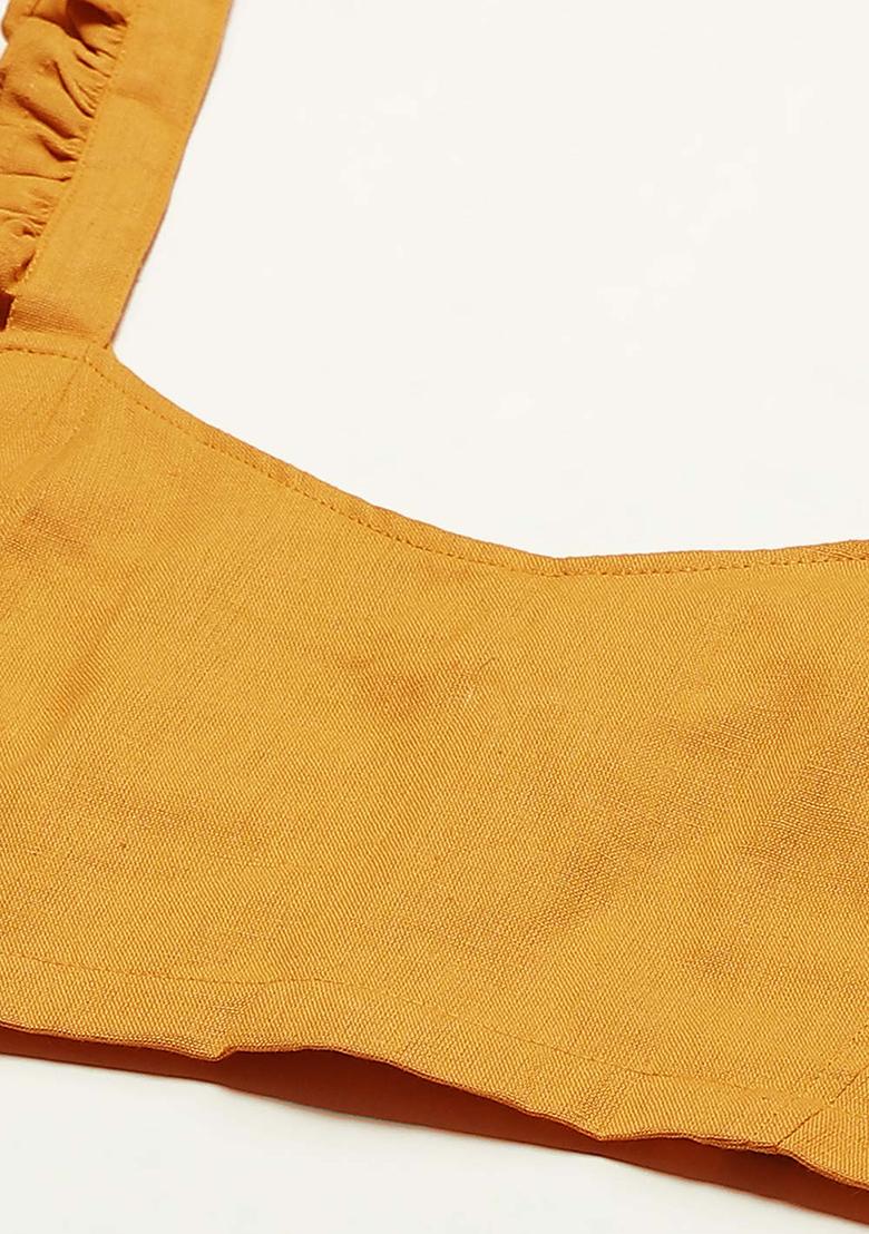 Yellow Solid Cotton Blouse - Indya