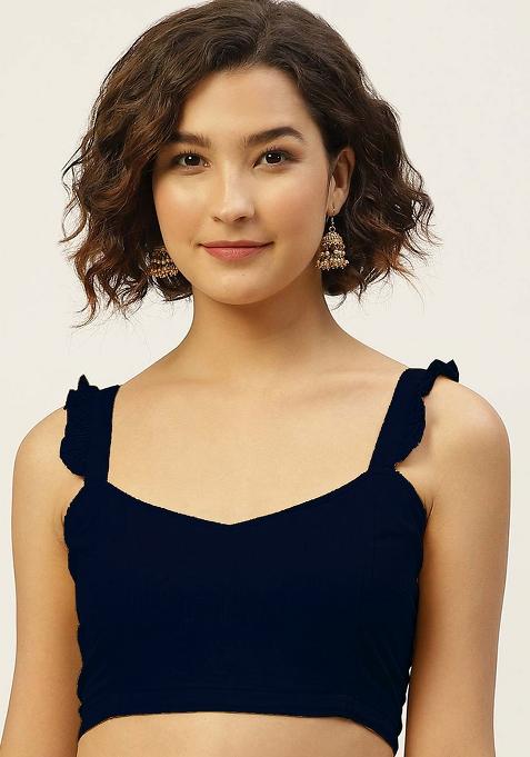 Blue Solid Cotton Blouse