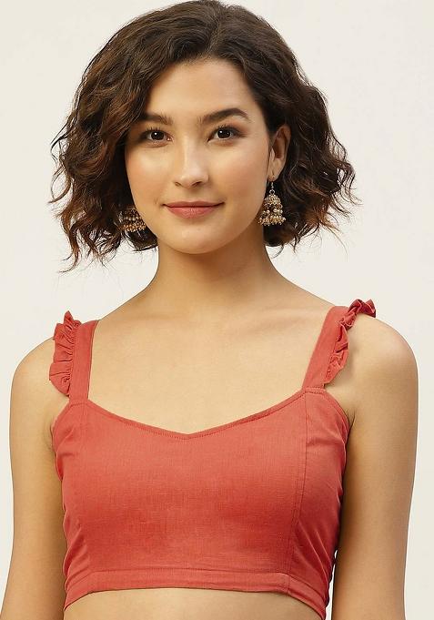 Peach Solid Cotton Blouse