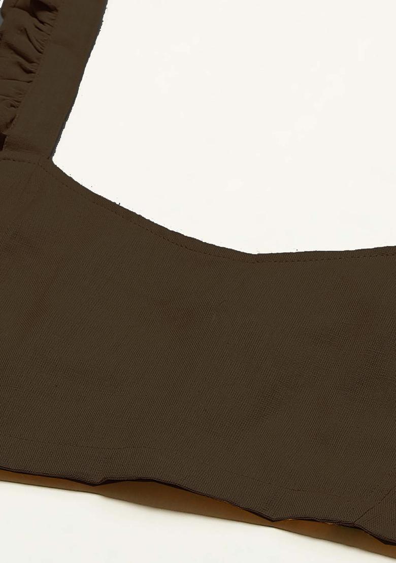 Brown Solid Cotton Blouse - Indya