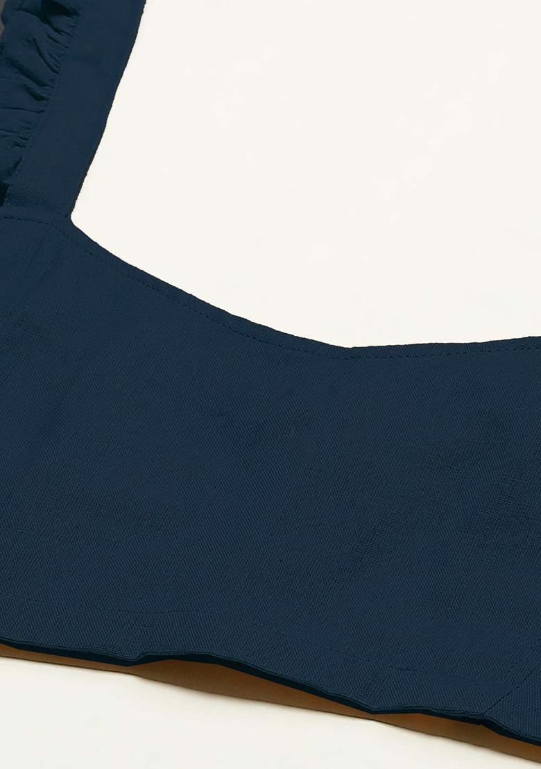 Teal Solid Cotton Blouse - Indya