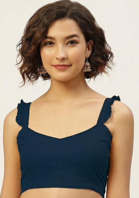 Teal Solid Cotton Blouse