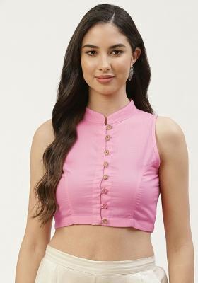 Pink Solid Cotton Blouse