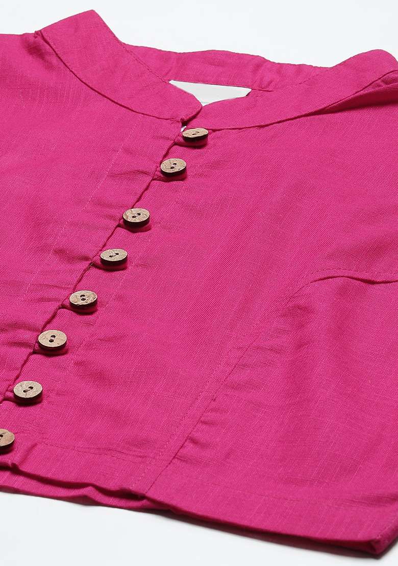 Pink Solid Cotton Blouse - Indya